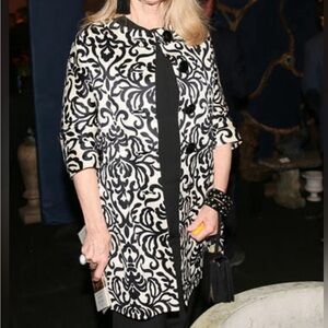 NWOT Milly of New York Black/Off of White Cream 
Embroidered Coat Topper Size 4